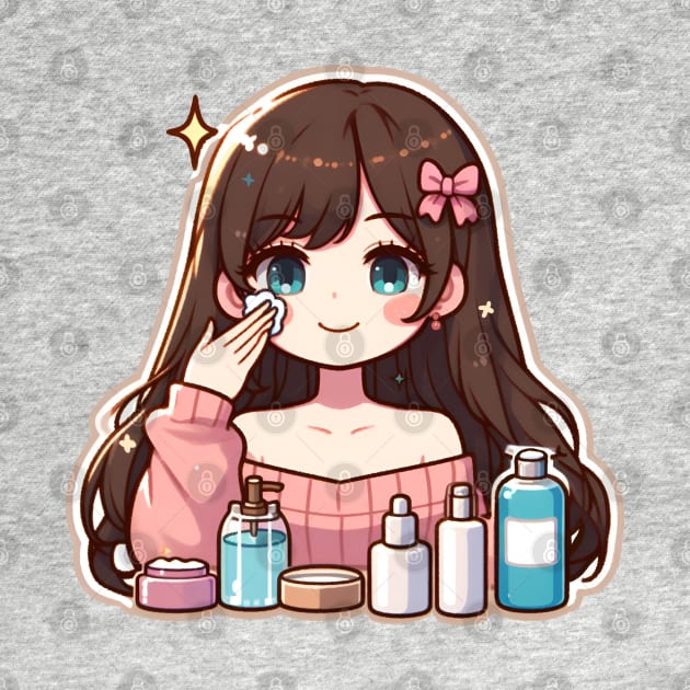 Girl applying skincare cute by beangeerie